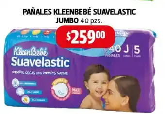 Farmacias Guadalajara PAÑALES KLEENBEBÉ SUAVELASTIC JUMBO 40 pzs. oferta