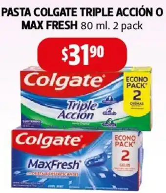 PASTA COLGATE TRIPLE ACCIÓN O MAX FRESH 80 ml. 2 pack