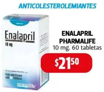Farmacias Guadalajara ENALAPRIL PHARMALIFE 10mg 60 tabletas oferta