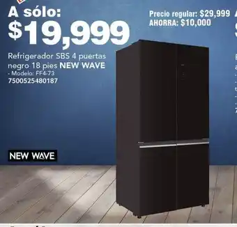 City Club Refrigerador SBS 4 puertas negro 18 pies NEW WAVE oferta