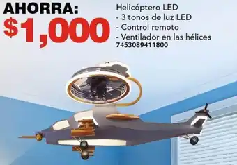 Helicóptero LED 3 tonos de luz LED Control remoto - Ventilador en las hélices 7453089411800