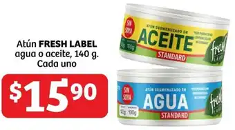 Soriana Híper Atún FRESH LABEL agua o aceite 140g oferta
