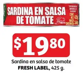 Soriana Híper Sardina en salsa de tomate FRESH LABEL 425g oferta