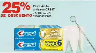 City Club Pasta dental antisarro CREST 6/100ml oferta
