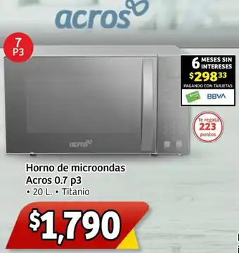 Soriana Express acros Horno microondas Acros 0.7 p3 20L oferta