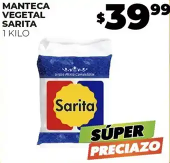 MANTECA VEGETAL SARITA 1 KILO