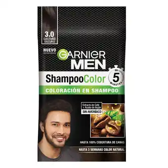 Farmacia San Pablo Garnier Men Shampoo Color Tono 3.0 Castaño Oscuro oferta