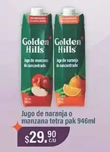 La Comer Golden hills - jugo de naranja o manzana tetra pak 946ml oferta