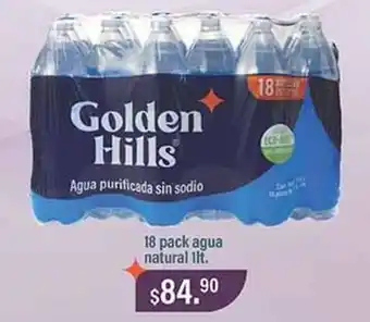 La Comer Golden hills - 18 pack agua natural oferta