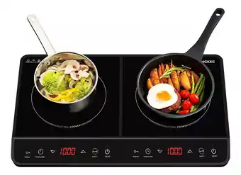Sangkee Ict3 Parrilla De Inducción Eléctrica Magnética 2000w Con 2 Quemadores, 10 Niveles De Potencia Y Temperatura, Sensor T