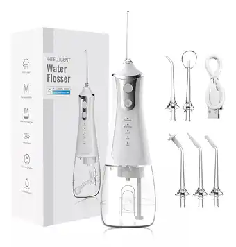 Irrigador Bucal Portátil Flosser De Agua Con 5 Puntas Chorro
