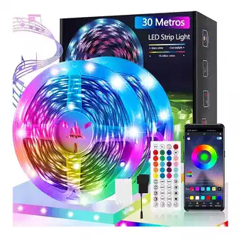 Mercado Libre Tira De Luces Led Rgb 30m Bluetooth App Control Música Ritmo oferta