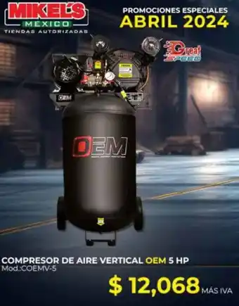 COMPRESOR DE AIRE VERTICAL OEM 5 HP