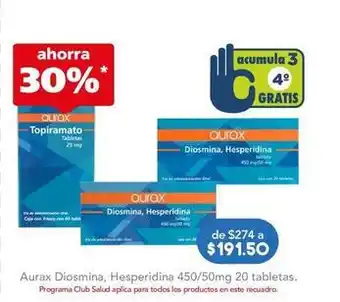 Farmacia San Pablo Aurax - diosmina, hesperidina 450/50mg 20 tabletas oferta