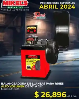 BALANCEADORA DE LLANTAS PARA RINES ALTO VOLUMEN DE 10" A 24"
