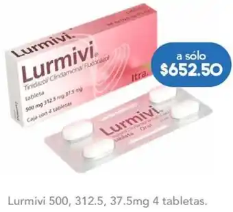 Farmacia San Pablo Lurmivi 500, 312.5, 37.5mg 4 tabletas oferta