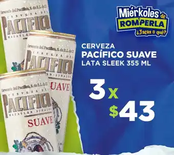 CERVEZA PACÍFICO SUAVE LATA SLEEK 355 ML X 3