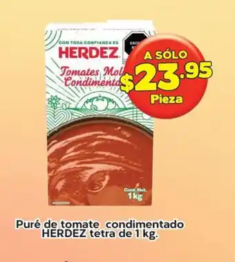 Puré de tomate condimentado HERDEZ tetra de 1 kg.
