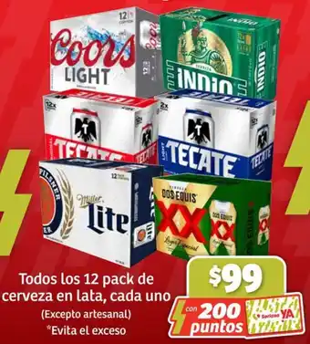 Soriana Híper Todos los 12 pack de cerveza en lata, cada uno oferta