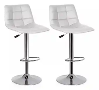 Mercado Libre Set De 2 Bancos Barra Cocina Silla Altura Regulable Giratorio 360° Diseño Moderno Y Elegante Mueblick Al005 Color Blanco oferta