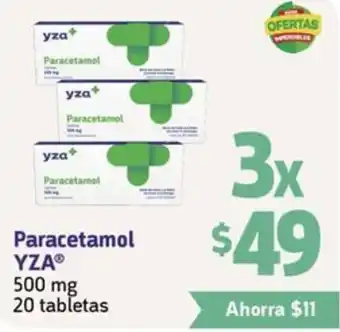 Farmacon Paracetamol YZA 3x500mg 20 tabletas oferta