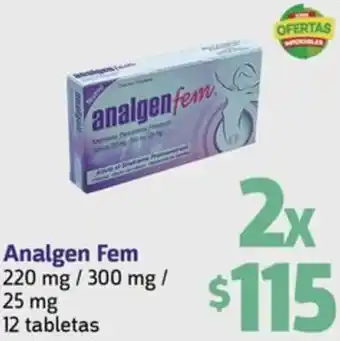 Farmacon Analgen Fem 2x220mg / 300mg/ 25mg 12 tabletas oferta