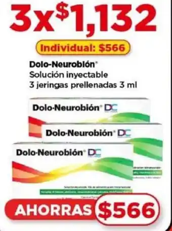 Bodega Aurrerá Dolo-Neurobión Solución inyectable 3 jeringas prellenadas 3x3ml oferta