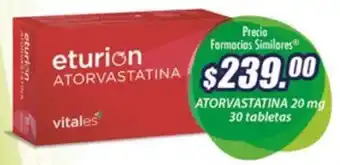 Farmacias Similares ATORVASTATINA 20 mg 30 tabletas oferta