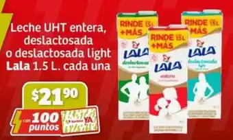 Soriana Súper Leche UHT entera, deslactosada o deslactosada light Lala 1.5 L. cada una oferta