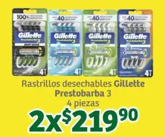 Soriana Súper Rastrillos desechables Gillette Prestobarba 3 4 piezas x 2 oferta