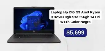 Mercado Libre Laptop Hp 245 G9 Amd Ryzen 3 3250u 8gb Ssd 256gb 14 Hd W11h Color Negro oferta