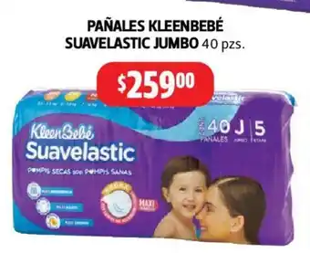 Farmacias Guadalajara PAÑALES KLEENBEBÉ SUAVELASTIC JUMBO 40 pzs. oferta