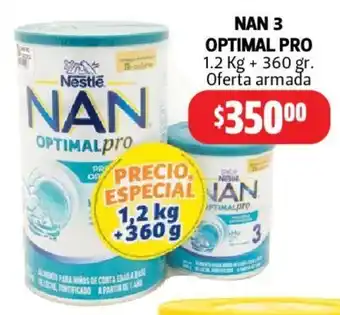 Farmacias Guadalajara NAN 3 OPTIMAL PRO 1.2 Kg + 360 gr. Oferta armada oferta