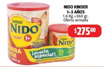 Farmacias Guadalajara NIDO KINDER 1-3 AÑOS 1.6 Kg. +360 gr. Oferta armada oferta