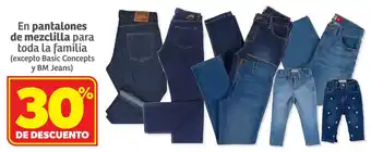 Soriana Híper En pantalones de mezclilla para toda la familia (excepto Basic Concepts y BM Jeans) oferta