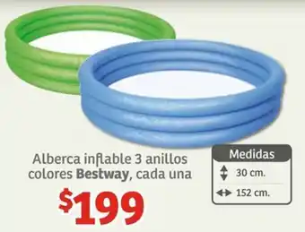 Soriana Híper Alberca inflable 3 anillos colores Bestway oferta