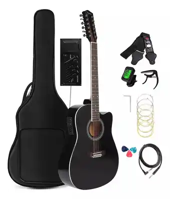 Mercado Libre Guitarra Electroacústica Jidyous 12st41inplBK2 para diestros negra arce mate oferta