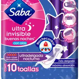 Farmacias YZA SABA TOALLA ULTRA DELGADA 10 PZAS oferta