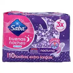 Farmacias YZA SABA TOALLA FEM BUENASNOCHES S 10 PZAS oferta