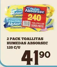 Alsuper 2 toallitas húmedas para bebé absorsec oferta