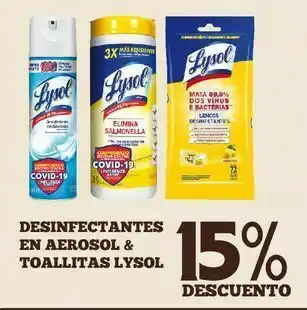 Alsuper Desinfectantes en aerosol & toallitas lysol -15% oferta