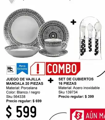 Sodimac Homecenter Jgo vajilla 20pz mandala caf oferta