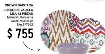 Vajilla de melamina lila 12 piezas