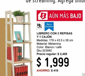 Sodimac Homecenter Librero con 1 cajon y 3 repisas blanco oferta