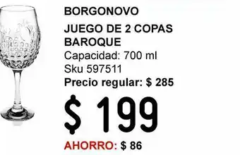 Juego 2 copas baroque transparente