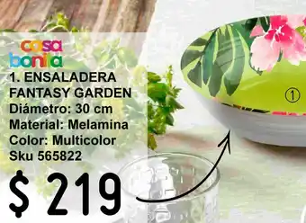 Sodimac Homecenter Ensaladera melamina 30cm flor verde fantasy garden oferta
