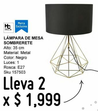Sodimac Homecenter Lámpara mesa 40w sombrerete cobre 1luz e27 metal 40cm oferta