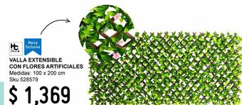Valla extensible con flores artificiales 100x200 cm