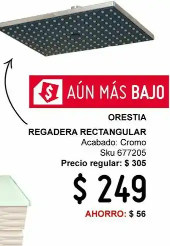 Sodimac Homecenter Regadera rectangular cromada oferta
