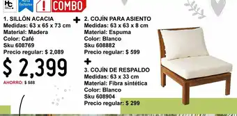 Sodimac Homecenter Sillon acacia63x65x73 choc oferta